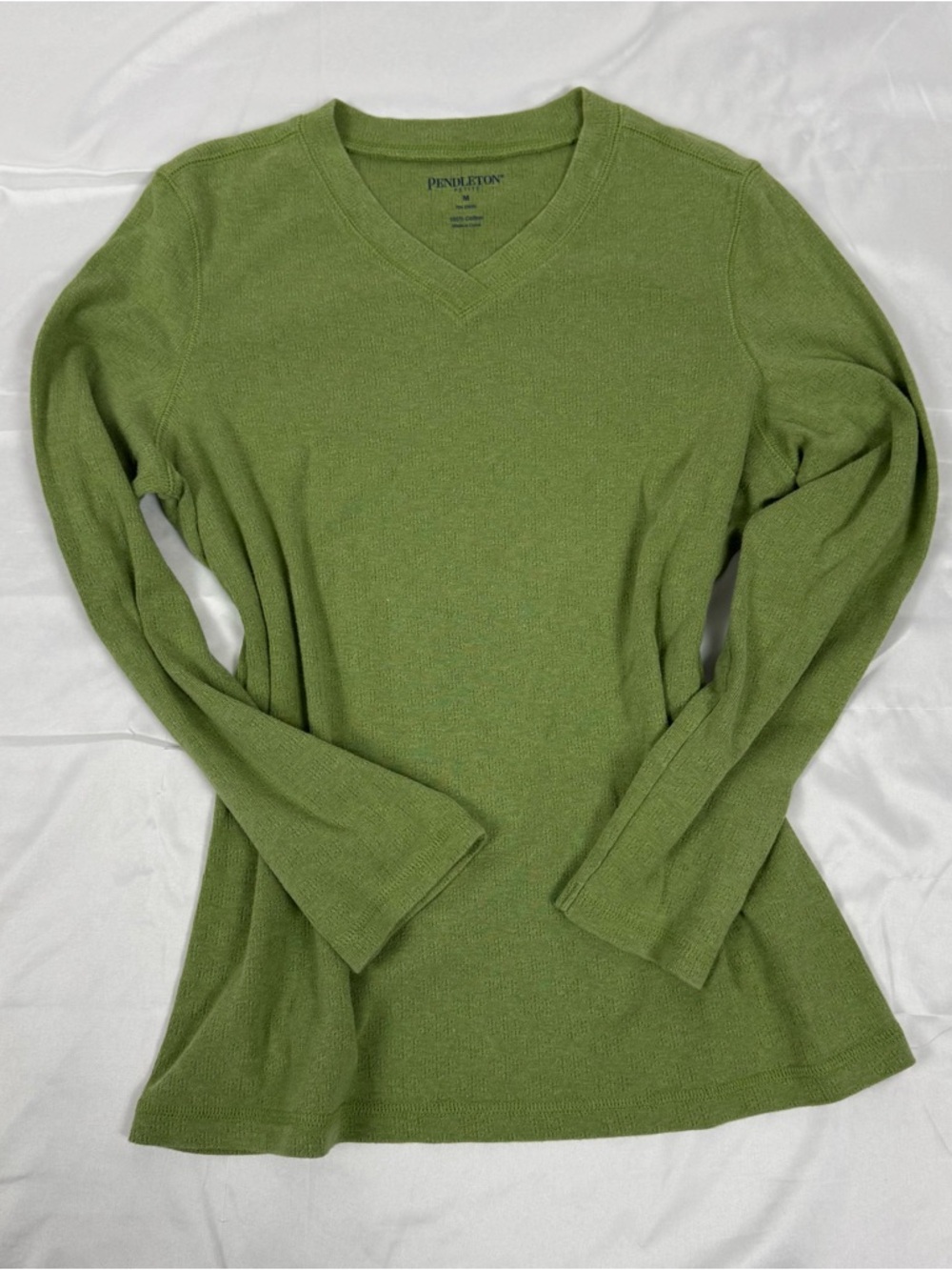 Pendleton Petite Green V-Neck Lightweight Sweater Medium